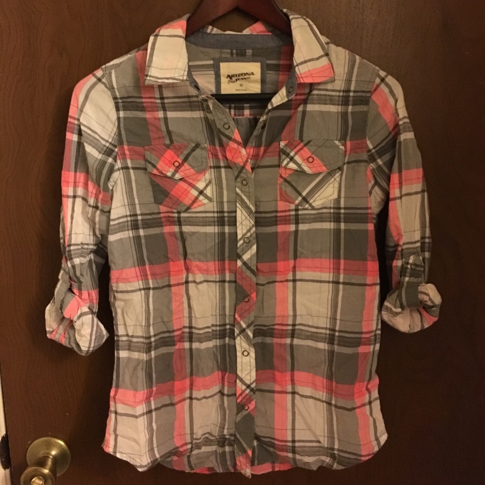 Retro Arizona Whiskey Grey & Bubble Gum Pink Plaid Shirt